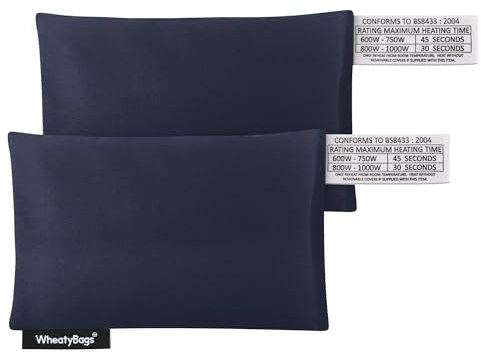Wheat Bag Microwave Small Rectangle (15cm) Heat Pack - Pack of 2 (Cotton Fabric - Navy Blue)