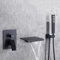 UNFRASLOP Badewannenarmatur Schwarz Wasserfall Mit Brause Wandmontiert Einhebelmischbatterie Mischbatterie Badewanne Unterputz Mit Handbrause,Schwarz