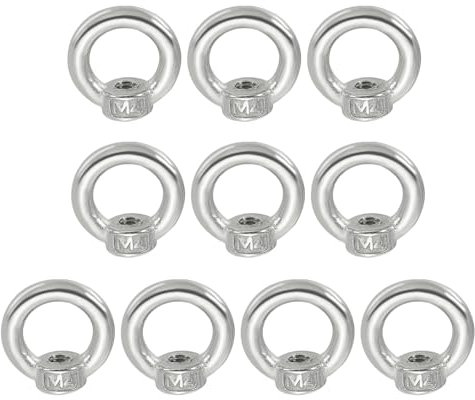 PATIKIL Ringmutter Ösenmutter M4, 10 Stück 304 Edelstahl Ringmuttern Ringösen Augenmuttern Ringschrauben Gewinde Muttern Befestigung Schulter Metrischer Ring für Marine