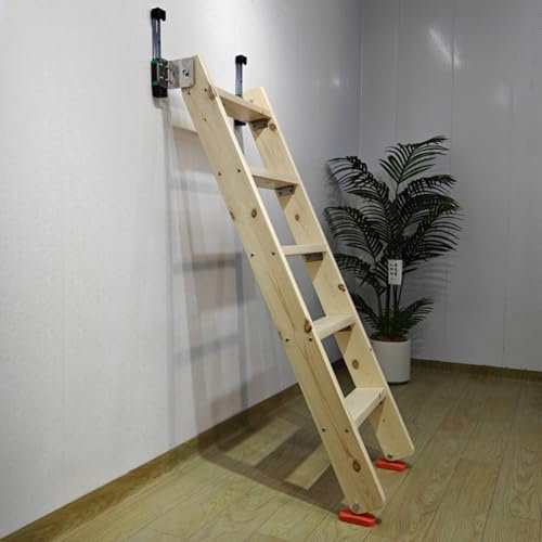 Scala di Uscita Scala Retrattile per Soffitta con Scivoli in Metallo, Scala Salvaspazio per Seminterrato/Finestra, Scala Dritta Soppalcata Fissa a Parete(4 Step 125 cm (49 1/4))