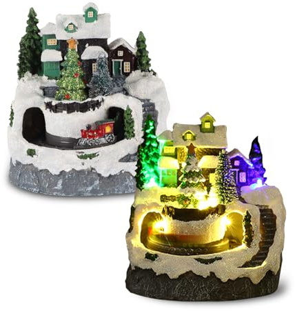 Weihnachtsdorf mit Beleuchtung und Musik, Weihnachtsdorf Häuser Beleuchtet Weihnachtshaus Beleuchtet Weihnachten Haus Beleuchten, Weihnachts Deko, Batteriebetrieben, Nicht Enthalten (Weihnachtsbaum)