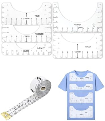 TOZBLEU 5 pcs schneiderlineal,Lineal Nähen, T-Shirt Ausrichtungslineal,Mit Maßband,quadratische Form Lineal, Kurvenlineal zum Nähen, Nähzubehör für DIY Kleidung, für Erwachsene, Jugend und Kinder