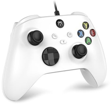 DYONDER Upgraded Wired Controller For PC Windows 7 8 10, Gamepad PC Joystick With Dual Vibration, TURBO, Hall Linear Triggers(White)