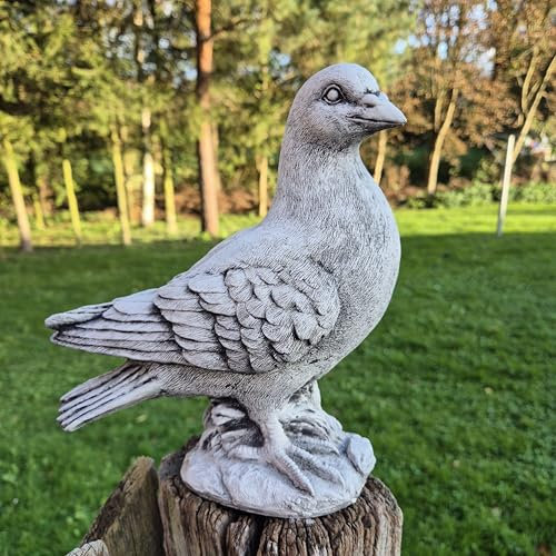 FABRIQ Handgefertigte Tauben Figur – 24 cm wetterfest Vogelskulptur, handbemalte Garten deko, robust & in Polen hergestellt – 3 kg (Schwarz)