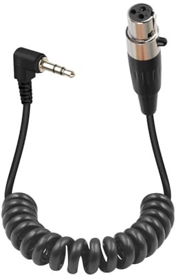 GELRHONR Mini 3Pin XLR to 3,5mm Stecker Spiralkabel, 90 Grad TRS Stereo Audio Kabel, Mini XLR Kabel Buchse Mikrofonkabel, auf Kamera Video,MP3,(50cm