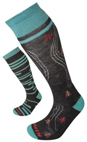 Lorpen Women's T1 Mid Sock, Charcoal/Turquoise, M