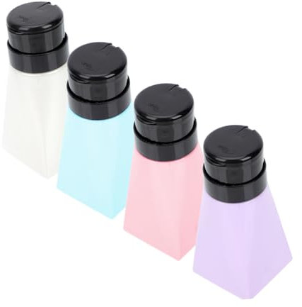 FRCOLOR Pressflaschen-set mit 4 Leeren Behältern für Nagellackentferner Verschlusskappe Auslaufsicheres Design für Den Reisesalon Pp-material Gemischte Farben