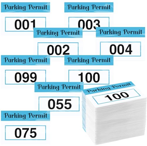Clabby 100 Pcs 2x3 Inch Parking Permit Stickers Static Window Stickers with Front Adhesive, Car Windshield Decals Numbered 001-100
