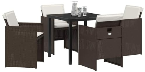 vidaXL Garten Essgruppe 5 pcs Braun Poly-Rattan, Garten und Terrasse, modernes Esszimmer-Set, stylische Möbel für leckere Mahlzeiten im Freien