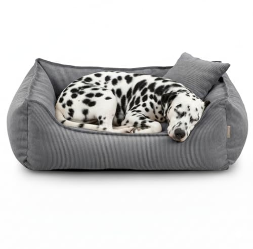 Gutekissen® Hundebett Lucky – Flauschiges Hundekissen für kleine & große Hunde – Waschbares Haustierbett mit Füllung aus Polyurethanschaum & abnehmbarem Bezug (Dunkelgrau, L - 90x75)
