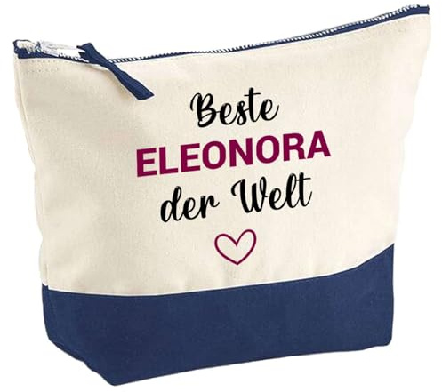 Große Kosmetiktasche Beste Eleonora der Welt – Schminktäschchen, Make-up & Kulturtasche aus Baumwolle 5L – Geschenkidee Muttertag, Geburtstag, Schwester, Weihnachten