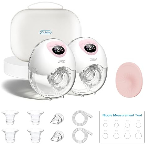 Dr.isla Tragbare elektrische Milchpumpe, 3 Modi und 9 Stufen, leicht, 230 g, freihändig, bequeme Passform, BPA-freies Silikon (Rosa)