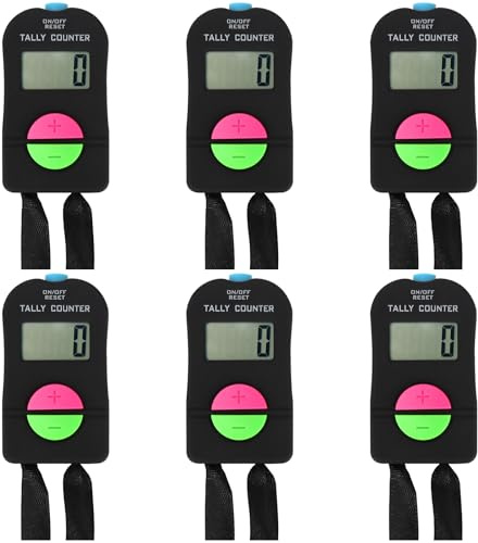 XJGQZ 6 Pack Digital Handheld Clicker, 4 Digit Hand Tally Electronic Counters with Add/Subtract, LCD Display, Portable for Counting, Sports Coaching, Events, Inventory, Golf Scoring