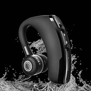 IKHPHE Bluetooth Headsets with Dual Mic Hands-Free V5.3 Bluetooth Earpiece Single Wireless Ear Hook Earphone Noise Cancelling Bluetooth Headset for Sports Driving Business with Android iOS Laptop