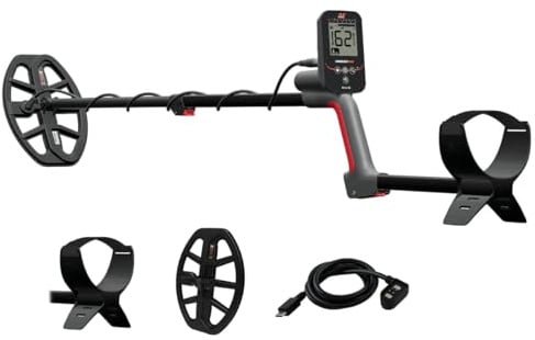 Minelab - Rilevatore di metalli Vanquish 360 completamente automatico, leggero e impermeabile con tecnologia Multi-IQ, include bobina V10X a doppia D da 25,4 cm