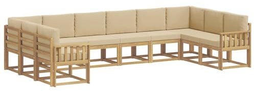vidaXL Outdoor-Sofagarnitur mit Kissen 10 pcs Weiß und Beige, Gartenliege, modernes Lounge Set, wetterbeständige Möbel, perfekte Sitzgruppe für den Außenbereich
