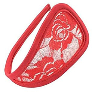 SPHTOEO Sexy Red Lace Invisible C‑String Thong for Women – Seamless No‑Show G‑String Underwear, Breathable Stretch Mesh Panty with Cotton Crotch (One Size/Fits Most)