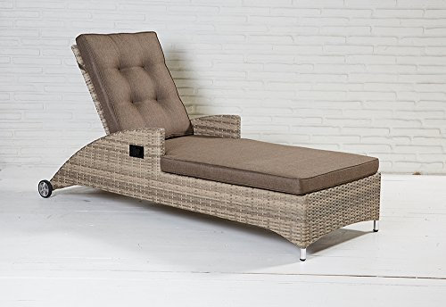 La Casa di Caesar Sonnenliege Natur Geflecht Turin Gartenmöbel Polyrattan Gartenliege