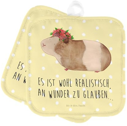 Mr. & Mrs. Panda Topfuntersetzer Meerschweinchen Weisheit - Geschenk, Gute Laune, Topflappen lustig, Motivation, Meeries, Topflappenset,