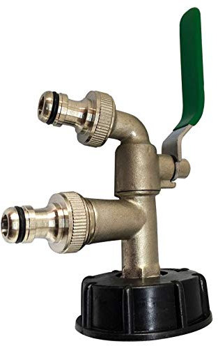 Maso Adaptateur de réservoir IBC double têtes IBC S60X6 vers robinet de jardin en laiton avec raccord de tuyau de 1,9 cm pour huile, carburant, eau