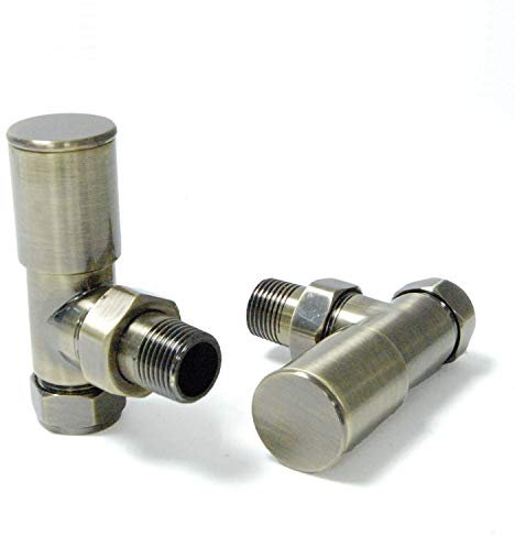 Antique Brass Angled Radiator Valves - Milan Manual Radiator Valve Set