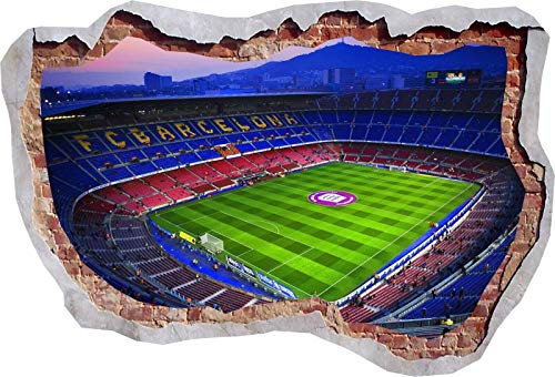 TOP PRINTS Nou Camp Barcelona Stadium Football 3D Window Smashed Wall Sticker Poster Decal Mural Bedroom Art 621 (90x65cm)