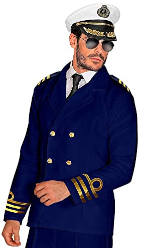 W WIDMANN MILANO Party Fashion - Admiral Kapitänsjacke Herren | Marinejacke im Uniformstil für Admiral-, Kapitäns- und Matrosenkostüme, Karneval, Mottopartys