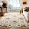 SAFAVIEH Zottelig Teppich für Wohnzimmer, Esszimmer, Schlafzimmer - Moroccan Tassel Shag Collection, Kurzer Flor, Elfenbein und Braun, 91 X 152 cm