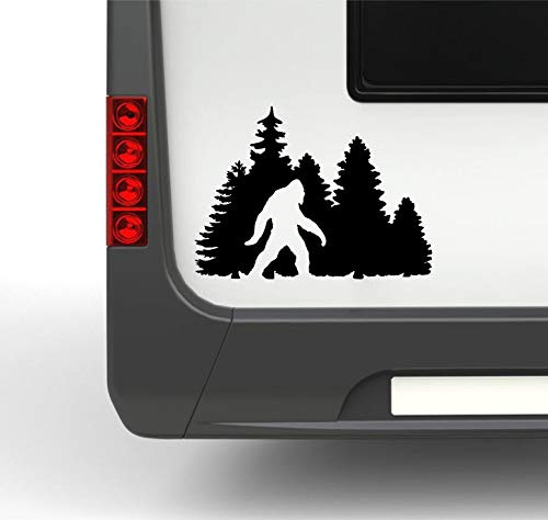 Pegatina Promotion Wohnmobil Wohnwagen Aufkleber Bigfoot Sasquash Waldschrat Typ1 Verschiedene Größen, Wald Bäume Sticker Autoaufkleber