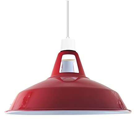 LEDSone Retro-Lampenschirme aus rotem Metall, Deckenleuchtenschirme, Vintage-Industrie-Pendelleuchten für Schlafzimmer, Küche, Badezimmer [Energieklasse A]