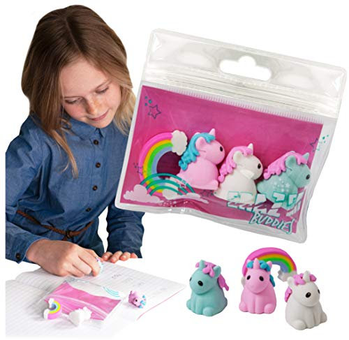 Deluxebase Erazer Buddies Einhorn-Radiergummi für Mädchen und Jungen, buntes Radiergummi-Set, ideal für Büro und Schule