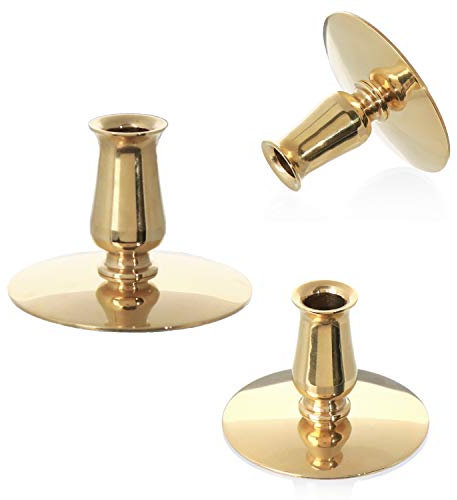 NKlaus 3X Kerzenhalter Messing Gold Kerzenständer Dünne Altarkerzen Ritualkerzen Bienenwachskerzen bis Ø0,9cm Leuchter Hochzeit 6730
