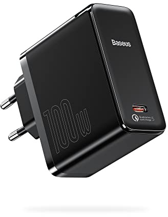 Baseus [QC5.0] USB C Charger 100W, GaN2 USB C Power Bank with Cable, Universal Fast Charger for MacBook Pro Air iPhone 12 11 pro max Samsung Galaxy S21 Lenovo Laptops iPad Xiaomi Huawei - Black
