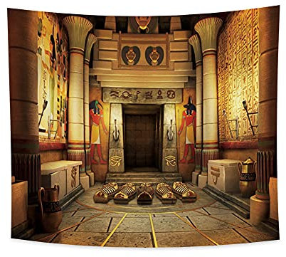 Haoyiyi 100x70cm Altägyptischer WandteppichSphinx Anime Ethnische Muster Indoor-SzeneMythologie Wandbehang Vintage Abstrakte Kunst Wandteppich Symmetrische Muster Für Schlafzimmer Dekor