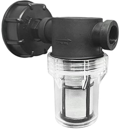 IBC Tank Adapter Auslaufhahn Gartenschlauch Filter, Plastik Kugelhahn Schlauchanschluss Wasserhahn Filteranschluss für Gartenschlauch Regentonnen (4 Punkte/Innendraht)