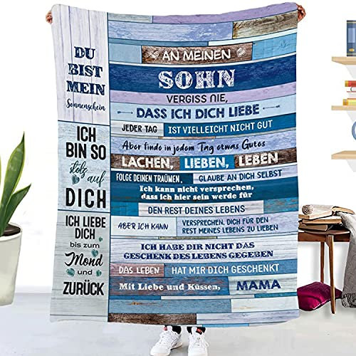 ACCZ Kuscheldecke Personalisierte Decke An Meine Sohn,Mutter für Sohn Luftpost Positiv Ermutigen Briefdecke,Super Weiche Decke Flanell,für Tagesdecke Wohnzimmerdecke Tv-Decken Geschenk