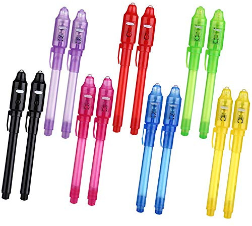 SCStyle Invisible Ink Pen 14Pcs With UV Light Party Favors for kids,Spy Pen