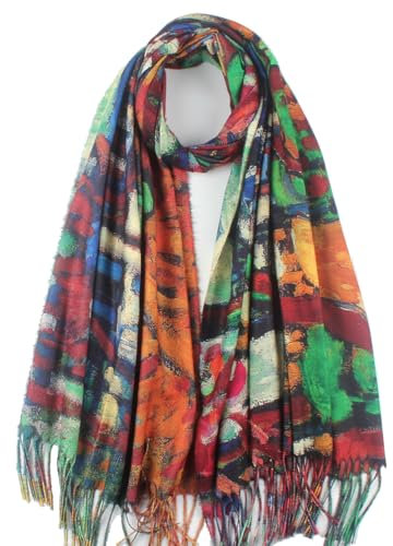Umjetnost Soft Cashmere Feel Scarf For Women Winter Warm Scarves Large Shawl Wrap Monet Van Gogh Art Print, C09, One Size