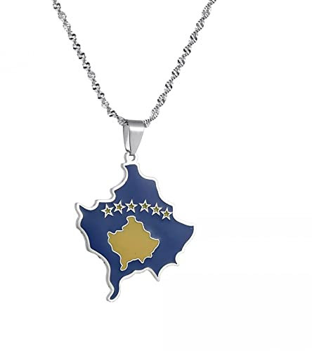 Halskette Emaille Serbien Kosovo Anhänger Kette Halsketten für Frauen Mädchen Schmuck