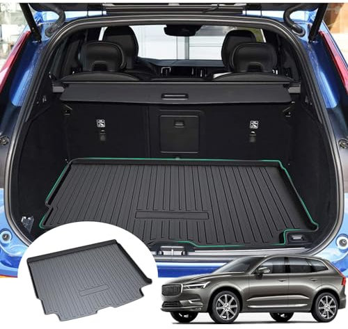 GAFAT 2018-2024 2025 Volvo XC60 Kofferraummatte, 3D Scanner TPE Hohe Kante, Volvo XC60 Zubehör (Schwarz)