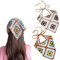 2 Stück Häkelhaar Bandana Floral Haar Schal Boho Kopftuch Vintage Stirnbänder Dreieck Haargummi Handgemachte Haarschmuck für Mädchen Frauen (Kaffee/Blau)