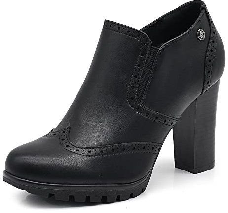 IF Fashion Scarpe da Donna Francesine Ricamo Tacco Grosso Pelle Sintetica CH1990 Nero N.41