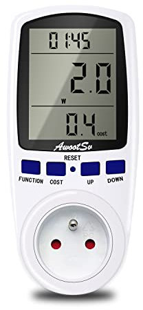 Awootsv Stromzähler, Stromzähler, Wattmeter, Steckdose für Energieeinsparung, kwh, Überlastungsschutz