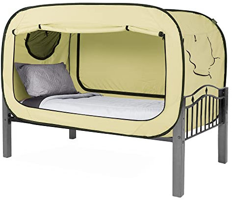 ANC POP Bettzelt, Doppelbett, Baldachin, tragbares Traumzelt für Kinder und Erwachsene, Innenschlafzelte mit 2 Türen, atmungsaktiv, privater Raumzelt, Hellgelb