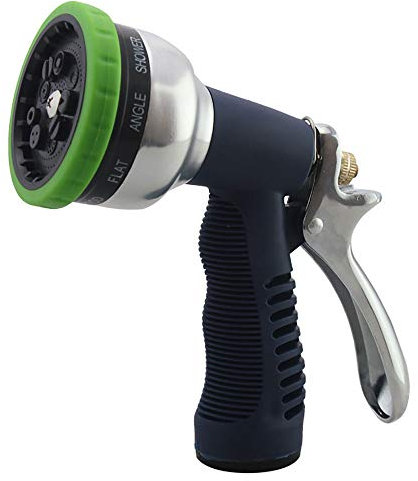 Water Spray Gun, Garden Hose Spray Gun Heavy Duty Metal Garden Hose Nozzle 8-Way Spray High Pressure Hose Gun for Plant Watering, Car and Pet Washing, Sidewalk Cleaning