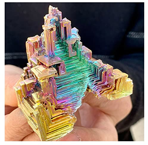 Elemento de cristal de arcoíris de bismuto Natural gema decoración de habitación de muestra decoración del hogar decoración de habitación decoración de regalo Piedras y minerales en bruto ( Size : 160