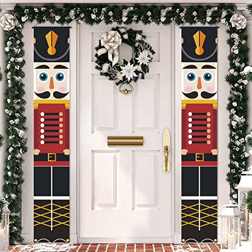 Apragaz 1 Pair Nutcracker Christmas Decorations, Christmas Nutcracker Banner Front Door Decorations (C)
