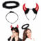 2Stk Teufelshörner Haarreif,Haarreif Heiligenschein Schwarz,Teufelsohren Devil Ears,Haarreifen Engel,Halloween Accessoire,Für Fasching Karneval Halloween Kinder Party