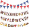5 Stück Western-Party-Banner – Wilder Westen-Wimpel und Cowboy-Bandana-Banner – Willkommen im Wilden Westen Girlanden – hängende Dekorationen für Western-Cowboy-Geburtstagsparty-Zubehör