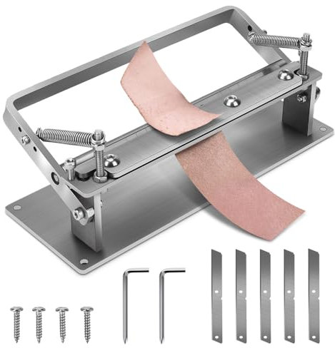 Leder Skiver Splitter, Edelstahl Manuelle Leder Skiving Maschine mit 21 cm Klingen Leder Peeling Maschine DIY Lederband Schneidwerkzeug für Leder Ausdünnung Arbeit